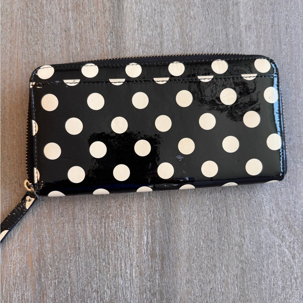Kate Spade Black and White Polka Dot Zip Wallet - Picture 2 of 3
